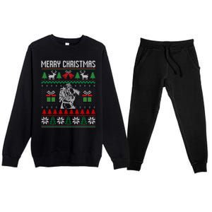 Christmas Firefighter Fire Fire Departt Ugly Gift Premium Crewneck Sweatsuit Set