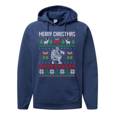 Christmas Firefighter Fire Fire Departt Ugly Gift Performance Fleece Hoodie