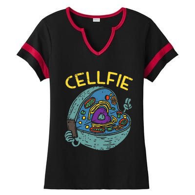 Cell Fie Funny Cellfie Selfie Science Biology Teacher Ladies Halftime Notch Neck Tee