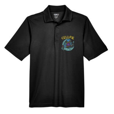 Cell Fie Funny Cellfie Selfie Science Biology Teacher Men's Origin Performance Pique Polo