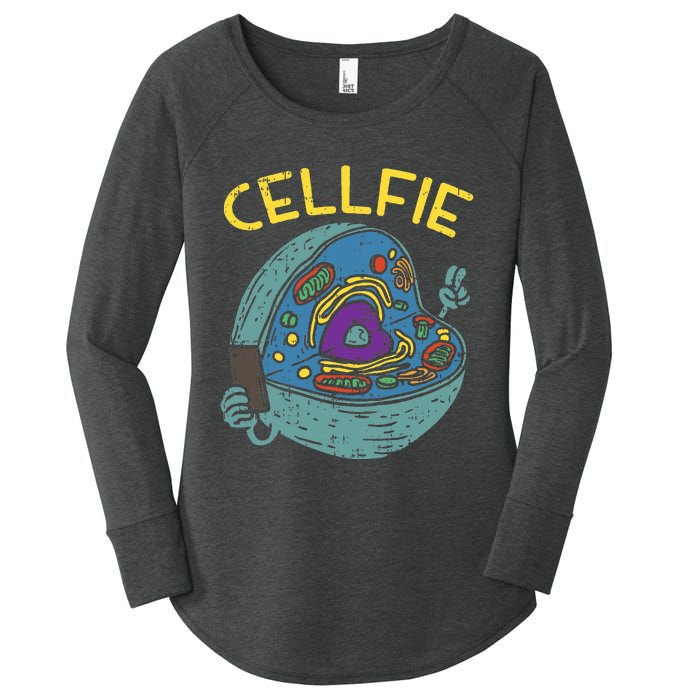 Cell Fie Funny Cellfie Selfie Science Biology Teacher Women's Perfect Tri Tunic Long Sleeve Shirt