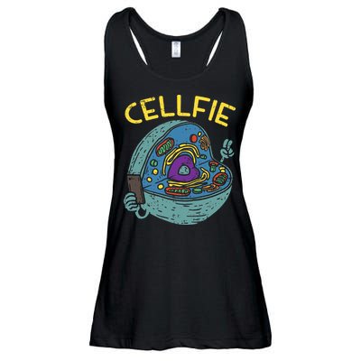 Cell Fie Funny Cellfie Selfie Science Biology Teacher Ladies Essential Flowy Tank