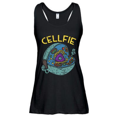 Cell Fie Funny Cellfie Selfie Science Biology Teacher Ladies Essential Flowy Tank