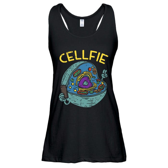 Cell Fie Funny Cellfie Selfie Science Biology Teacher Ladies Essential Flowy Tank