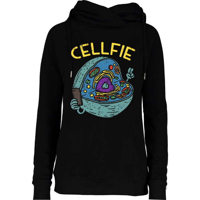 Cell Fie Funny Cellfie Selfie Science Biology Teacher Womens Funnel Neck Pullover Hood