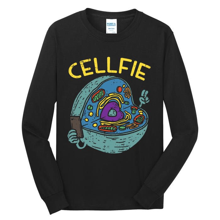 Cell Fie Funny Cellfie Selfie Science Biology Teacher Tall Long Sleeve T-Shirt