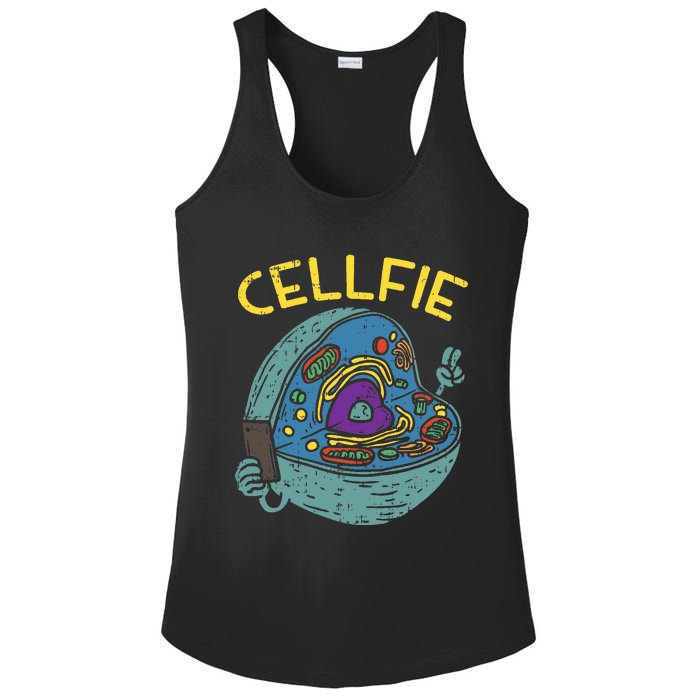 Cell Fie Funny Cellfie Selfie Science Biology Teacher Ladies PosiCharge Competitor Racerback Tank