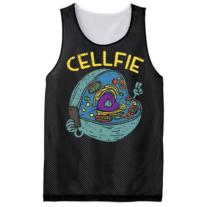 Cell Fie Funny Cellfie Selfie Science Biology Teacher Mesh Reversible Basketball Jersey Tank