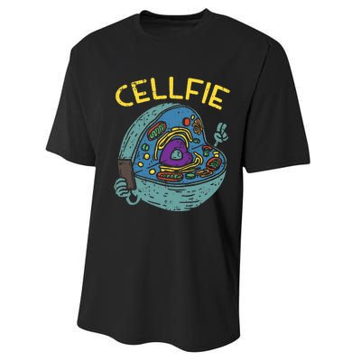 Cell Fie Funny Cellfie Selfie Science Biology Teacher Performance Sprint T-Shirt