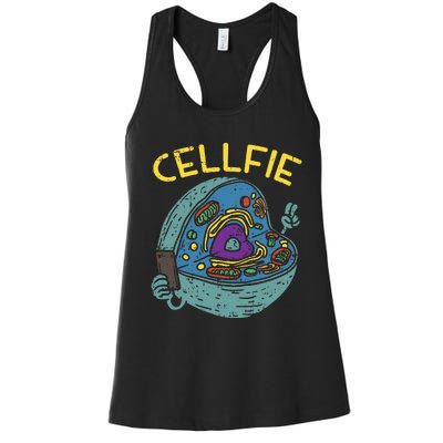 Cell Fie Funny Cellfie Selfie Science Biology Teacher Women's Racerback Tank