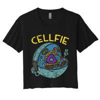 Cell Fie Funny Cellfie Selfie Science Biology Teacher Women's Crop Top Tee