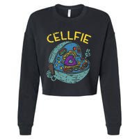 Cell Fie Funny Cellfie Selfie Science Biology Teacher Cropped Pullover Crew