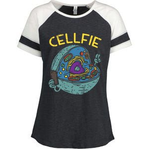 Cell Fie Funny Cellfie Selfie Science Biology Teacher Enza Ladies Jersey Colorblock Tee