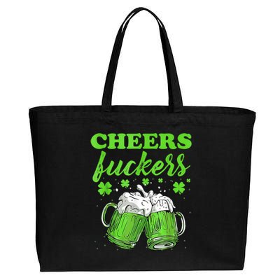 Cheers Fuckers Funny St Patricks Day Irish Drinking Cotton Canvas Jumbo Tote