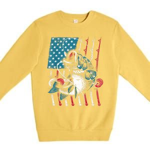 Cool Fishing For Men Women American Flag USA Fish Lover Premium Crewneck Sweatshirt