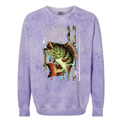 Cool Fishing For Women American Flag USA Fishing Lover Colorblast Crewneck Sweatshirt