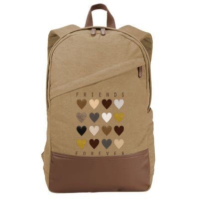 Cute Friends Forever Watercolor Patterned Hearts Friendship Cotton Canvas Backpack