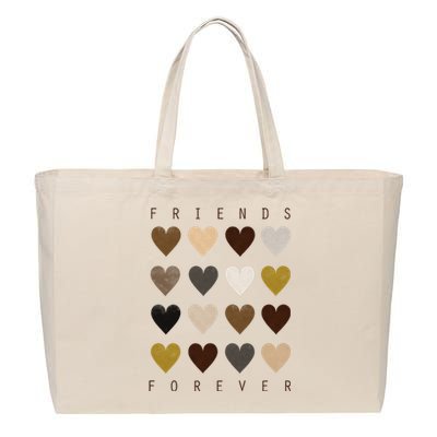 Cute Friends Forever Watercolor Patterned Hearts Friendship Cotton Canvas Jumbo Tote