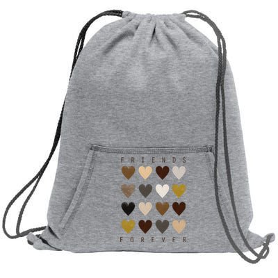 Cute Friends Forever Watercolor Patterned Hearts Friendship Sweatshirt Cinch Pack Bag