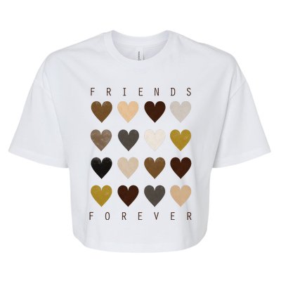 Cute Friends Forever Watercolor Patterned Hearts Friendship Bella+Canvas Jersey Crop Tee