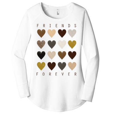 Cute Friends Forever Watercolor Patterned Hearts Friendship Women's Perfect Tri Tunic Long Sleeve Shirt