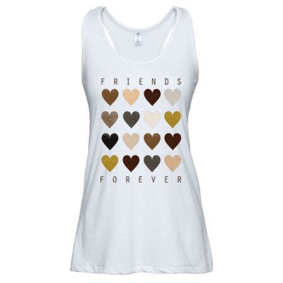 Cute Friends Forever Watercolor Patterned Hearts Friendship Ladies Essential Flowy Tank