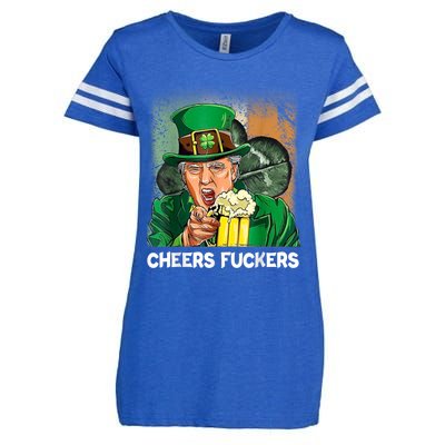 Cheers Fuckers Funny Trump St Patrick's Day Irish Drinking Enza Ladies Jersey Football T-Shirt