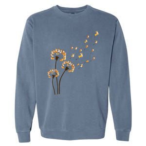 Corgi Flower Fly Dandelion Funny Dog Lover For Mom Garment-Dyed Sweatshirt