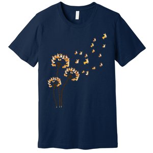 Corgi Flower Fly Dandelion Funny Dog Lover For Mom Premium T-Shirt