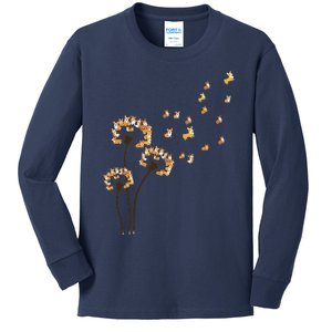 Corgi Flower Fly Dandelion Funny Dog Lover For Mom Kids Long Sleeve Shirt