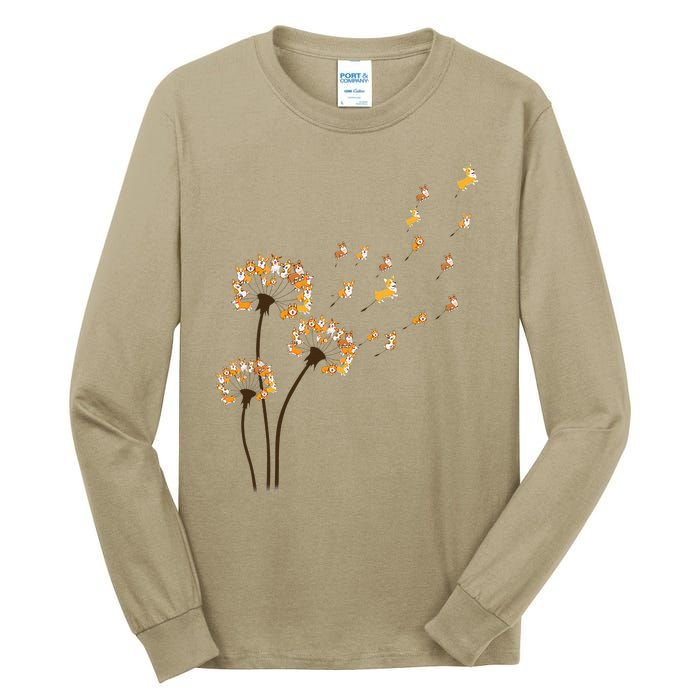 Corgi Flower Fly Dandelion Funny Dog Lover For Mom Tall Long Sleeve T-Shirt