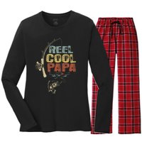 Cute Funny Fisherman Vintage Reel Cool Papa Women's Long Sleeve Flannel Pajama Set 