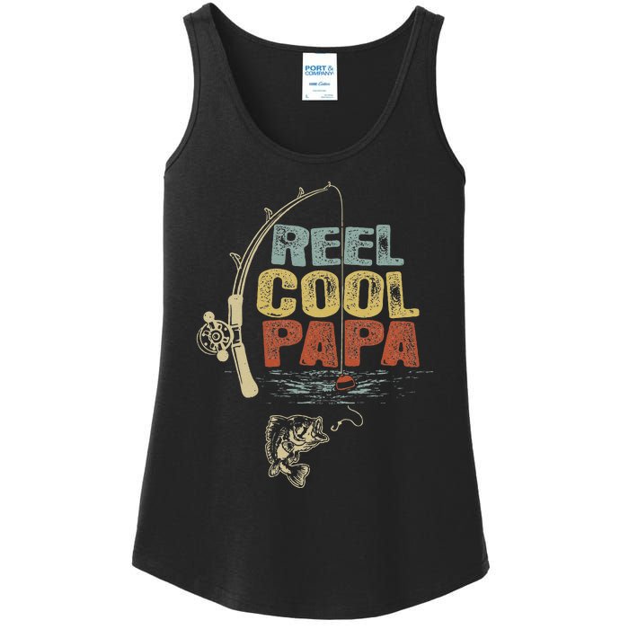 Cute Funny Fisherman Vintage Reel Cool Papa Ladies Essential Tank