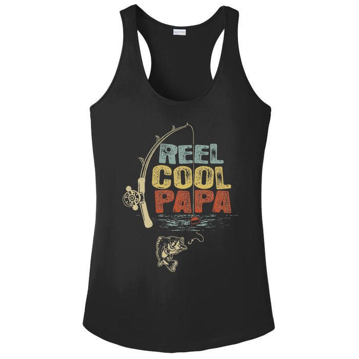 Cute Funny Fisherman Vintage Reel Cool Papa Ladies PosiCharge Competitor Racerback Tank