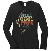 Cute Funny Fisherman Vintage Reel Cool Papa Ladies Long Sleeve Shirt