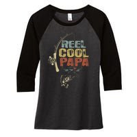 Cute Funny Fisherman Vintage Reel Cool Papa Women's Tri-Blend 3/4-Sleeve Raglan Shirt