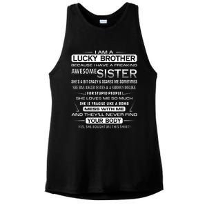 Christmas Funny For Brother From Sister I Am A Lucky Brother Ladies PosiCharge Tri-Blend Wicking Tank