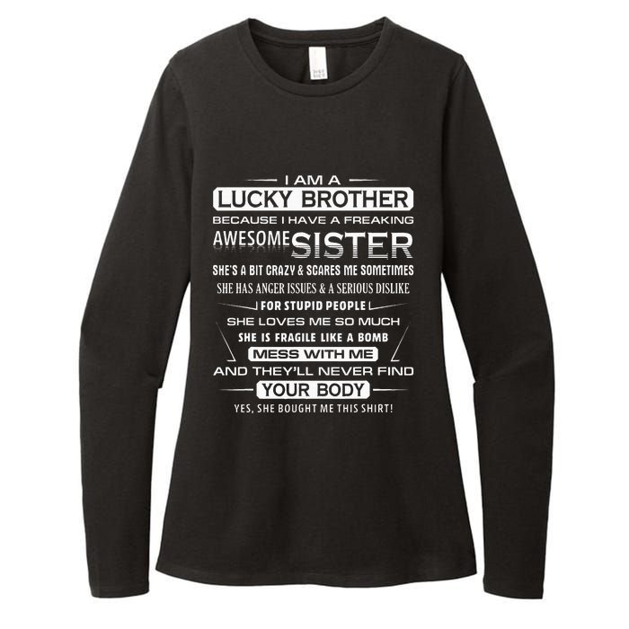 Christmas Funny For Brother From Sister I Am A Lucky Brother Womens CVC Long Sleeve Shirt