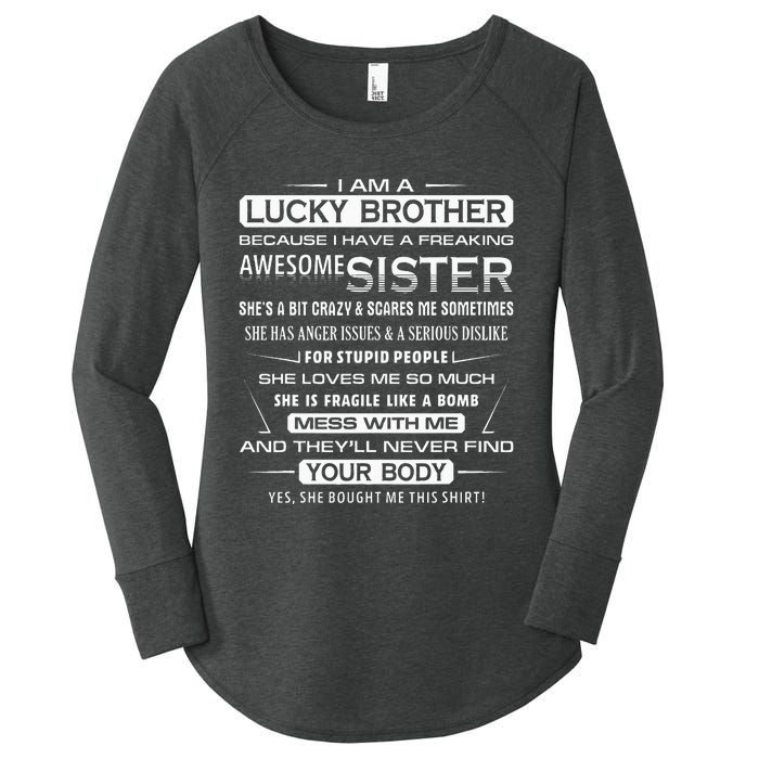 Christmas Funny For Brother From Sister I Am A Lucky Brother Women's Perfect Tri Tunic Long Sleeve Shirt