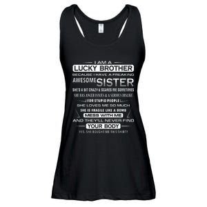 Christmas Funny For Brother From Sister I Am A Lucky Brother Ladies Essential Flowy Tank