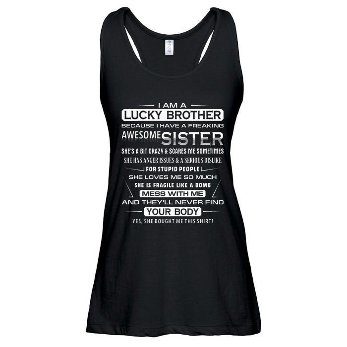 Christmas Funny For Brother From Sister I Am A Lucky Brother Ladies Essential Flowy Tank