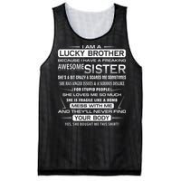 Christmas Funny For Brother From Sister I Am A Lucky Brother Mesh Reversible Basketball Jersey Tank