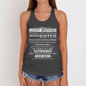 Christmas Funny For Brother From Sister I Am A Lucky Brother Women's Knotted Racerback Tank