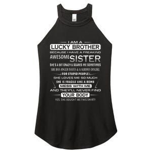 Christmas Funny For Brother From Sister I Am A Lucky Brother Women's Perfect Tri Rocker Tank