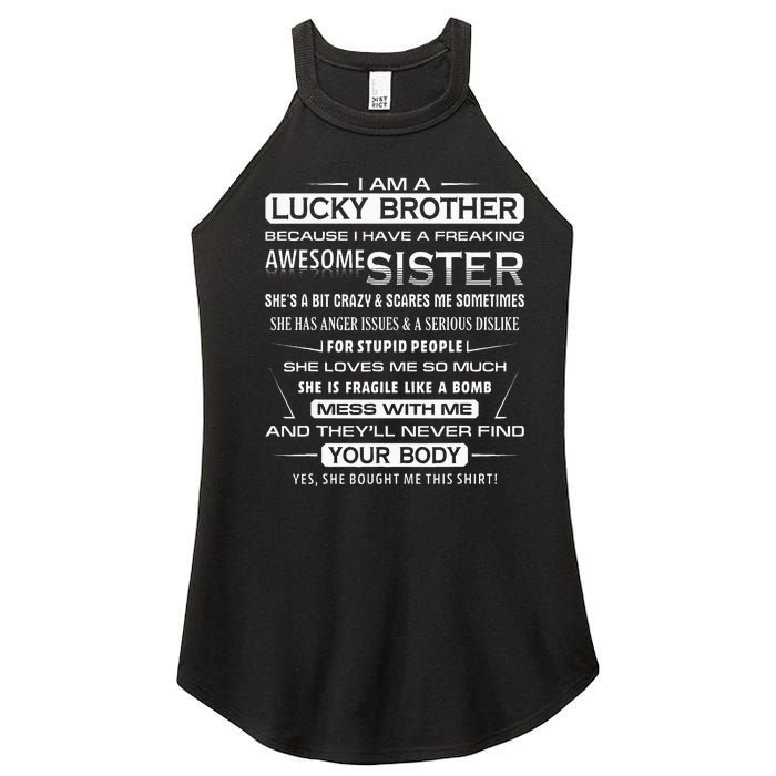 Christmas Funny For Brother From Sister I Am A Lucky Brother Women's Perfect Tri Rocker Tank