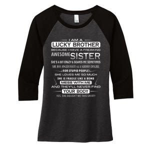 Christmas Funny For Brother From Sister I Am A Lucky Brother Women's Tri-Blend 3/4-Sleeve Raglan Shirt