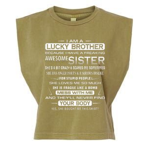 Christmas Funny For Brother From Sister I Am A Lucky Brother Garment-Dyed Women's Muscle Tee