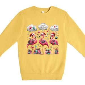 Christmas Funny Flamingo Pink Christmas Tree Xmas Gift Premium Crewneck Sweatshirt