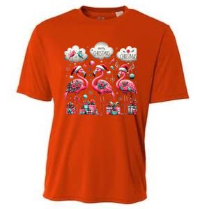 Christmas Funny Flamingo Pink Christmas Tree Xmas Gift Cooling Performance Crew T-Shirt