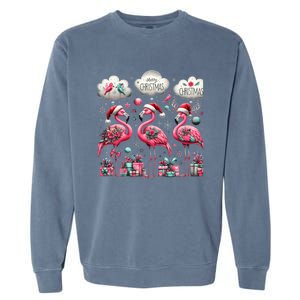 Christmas Funny Flamingo Pink Christmas Tree Xmas Gift Garment-Dyed Sweatshirt